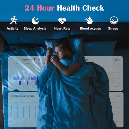 Smart Health Ring for Women Men,Fitness Tracker Smart Ring with Heart Rate,Sleep Monitor,Blood Oxygen,Steps,IP68 Waterproof Up to 5-7 Days Battery Life for iOS Android,No App Fee(Silver,11)