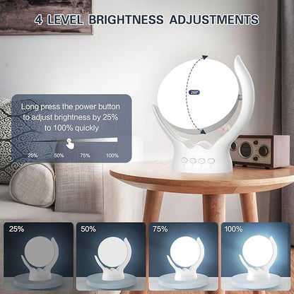 Voraiya Rotatable Light Therapy Lamp,10000 Lux Sunlight Lamp with UV-Free,3 Color Temperature & 5 Brightness Level & Timer,Therapy Light for Home, Office, Decoration