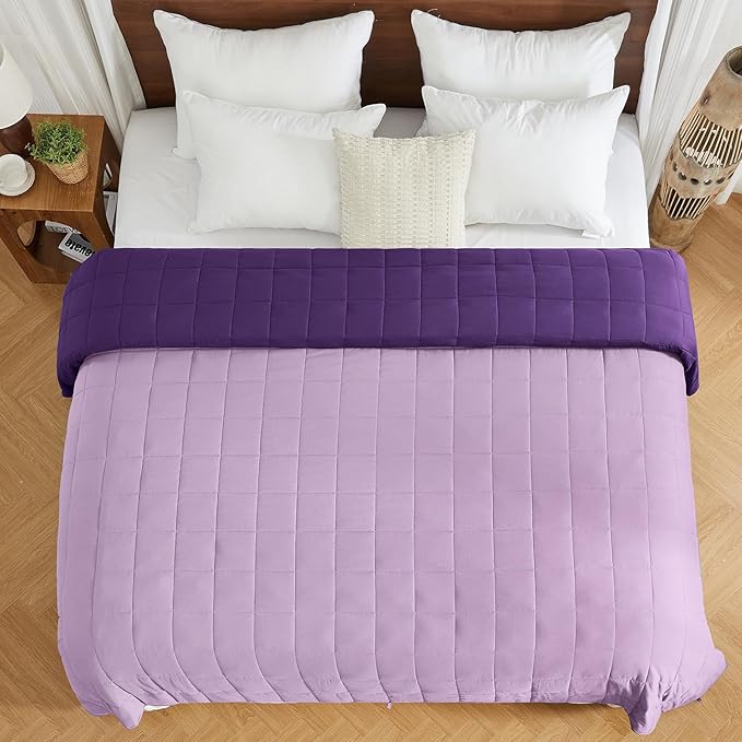 King Size Weighted Blanket for Adults (25 lbs, 80” x 87”, Purple) Cooling Heavy Blanket for Sleeping Perfect for 240-260 lbs, Breathable Blanket for Adults & Couple All Season, Machine Washable