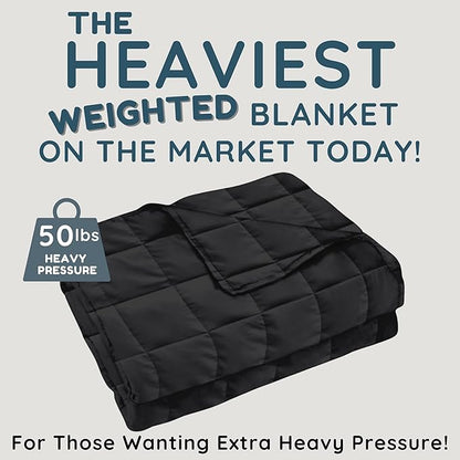 HomeSmart Products 50lbs Weighted Blanket Queen Size - Breathable, Hypoallergenic Soft Fabric, The Heaviest Weighted Blanket 50 Pounds, Black