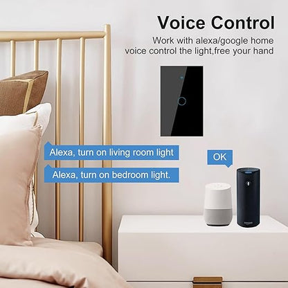 WiFi Smart Wall Light Switch,US Standard ，Voice Control ，Tempered Glass Panel, 2.4GHz Wi-Fi Touch Switches, Remote Control Smart Life/Tuya App, (3Gang-White)