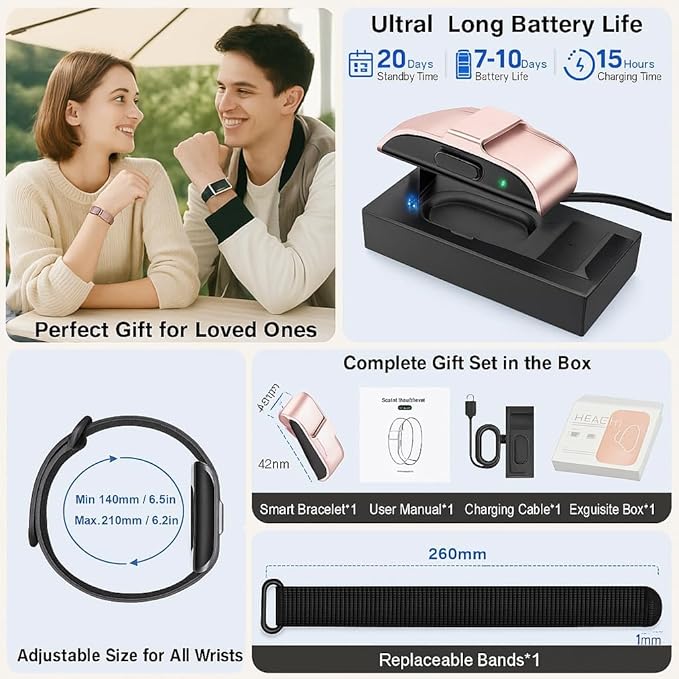 Fitness Tracker with Blood Pressure & Blood Oxygen Monitor, 24/7 Heart Rate Sleep Tracking, IP68 Waterproof Smart Watch, Step Calorie Counter, Activity Tracker for Men Women - No Subscription