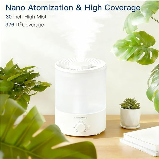MegaWise 3.5L Cool Mist Humidifier – Whisper-Quiet Ultrasonic Vaporizer for Baby Nursery, Bedroom & Office | Top-Fill Design, Essential Oil Diffuser, Easy to Clean, 7-Color Night Light, Auto Shut-Off