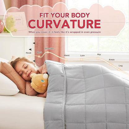 CuteKing Weighted Blanket - Weighted Blanket with Premium Glass Beads - Breathable Heavy Blanket for Comfort Sleep - Thick Blanket All Season (5lbs, 36"x48", Light Grey)