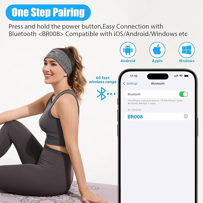 Bluetooth Headband, Bluetooth 5.4 Sleeping Headphones,18 Hours Play Time,HD Stereo, Built-in Microphone, Workout, Running, Sports, Men/Women Gift.(1xGreen