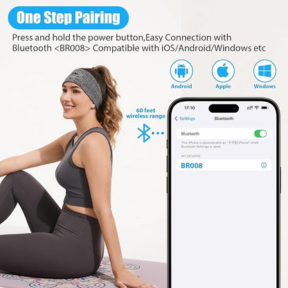 Bluetooth Headband, Bluetooth 5.4 Sleeping Headphones,18 Hours Play Time,HD Stereo, Built-in Microphone, Workout, Running, Sports, Men/Women Gift.(1xGreen