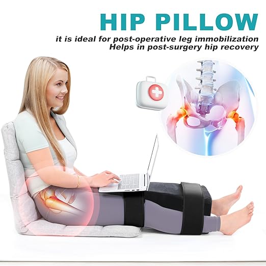 TYYIHUA Hip Abduction Pillow - Memory Foam Hip replacement pillow for postoperative and fracture use - with short plush Pillow Cover,Black