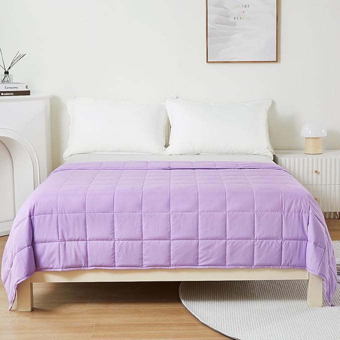 Weighted Blanket for Adults 60"x80" 20lbs Cooling Blanket for Sleepers, Soft Material Blanket with Premium Glass Beads for All-Season, Purple