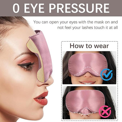 Adjustable Silk Sleep Mask for Custom Comfort | 3D Contour & Blackout Nose Wing | Universal Fit for All Head Sizes | 100% Mulberry Silk Eye Mask for Sleeping | Yueerbao (Bean Pink)