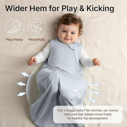 Supersoft Rayon Made from Bamboo Sleep Sack 24-36 Months 1.0 Tog Toddler Sleep Sack 2t Baby Wearable Blanket 3t with 2-Way Zipper Unisex Sleeping Bag for Babies All-year-around - Gray