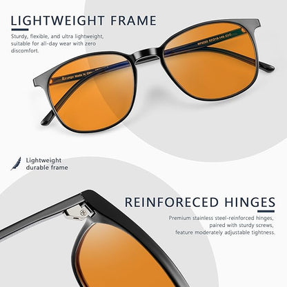 Sleep Blue Light Blocking Glasses for Men and Women, Computer Gaming Glasses Anti Eyestrain & UV Glare