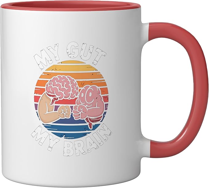 Relaxation Breathing Vagus Nerve Stimulation Stress Relief Ceramic Mug, Red/White