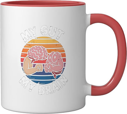 Relaxation Breathing Vagus Nerve Stimulation Stress Relief Ceramic Mug, Red/White