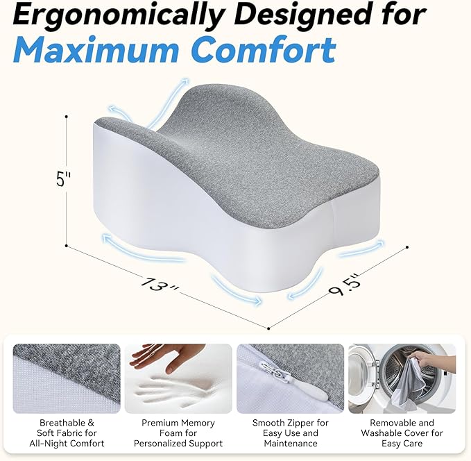 Knee Pillow for Side Sleepers,Leg Pillows for Sciatica,Knees,Hips,Joints Between Legs,Back Pain Relief When Side Sleeping Spine Alignment Support for Knee Surgery Recovery