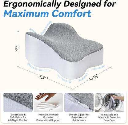 Knee Pillow for Side Sleepers,Leg Pillows for Sciatica,Knees,Hips,Joints Between Legs,Back Pain Relief When Side Sleeping Spine Alignment Support for Knee Surgery Recovery