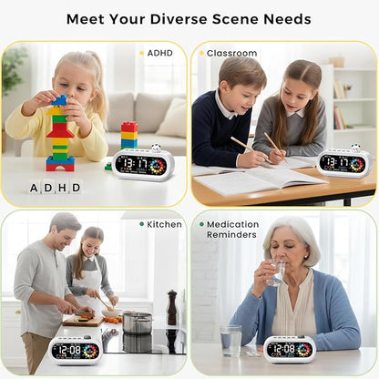 Mooking Alarm Clocks for Bedrooms, Digital Visual Timer for Kids, Rechargeable 199-Minute Silent Countdown Timers, Focus & Smoother Routines, Fitness Baking Studying Teaching