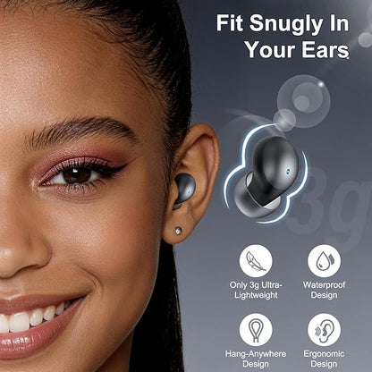 2026 Sleep Earbuds Bluetooth 6.0 in Ear, Mini Sleep Headphones with Sleep Monitor and APP, Small Earplugs for Side Sleepers, 48H Playtime Sleep Earphones with Sleep Mode, Personal Alarm, Black
