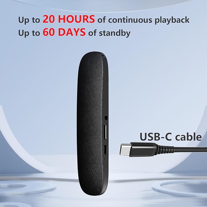 Bone Conduction Bluetooth Under Pillow Speaker, Ultra-Thin Non-in-Ear Sleep Speaker with Sleep Timer, TF Card, Portable Speaker for Side Sleepers, Travel & White Noise (Black)