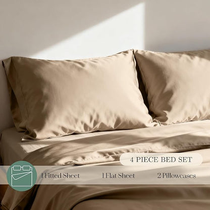 Eucalyptus Sheets - Infused with Silver for Anti-Odor, Softer Than Silk Fibers, More Cooling Than Cotton - Perfect for Hot Sleepers & Sensitive Skin - 100% Tencel Lyocell - Cali-King Sheet Set