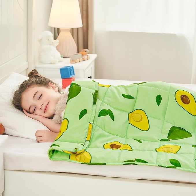 yescool Weighted Blanket 7 Pounds Cooling Weighted Lap Blanket, Green Avocados Heavy Blankets for Sleeping, Breathable Weighted Throw Blanket Gift for 60-80lbs, 40"x60"