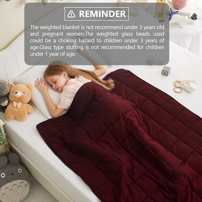 L'AGRATY Weighted Blanket - 36"x48" 5lbs Cooling Breathable Heavy Blankets Microfiber Material with Glass Beads for Adult All-Season Summer Fall Winter Soft Thick Comfort
