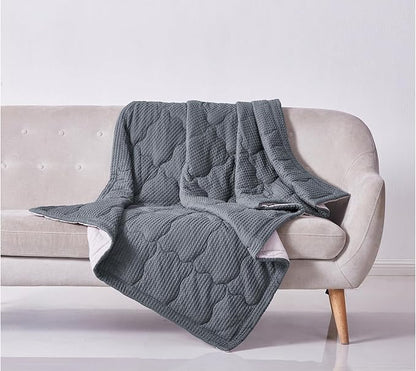 ZZZhen Weighted Blanket - High Breathability - 48''72'' 15LB - Premium Heavy Blankets - Calm Sleeping for Adult and Kids, Durable Quilts Waffle Grey, 48''72'' - 15LB