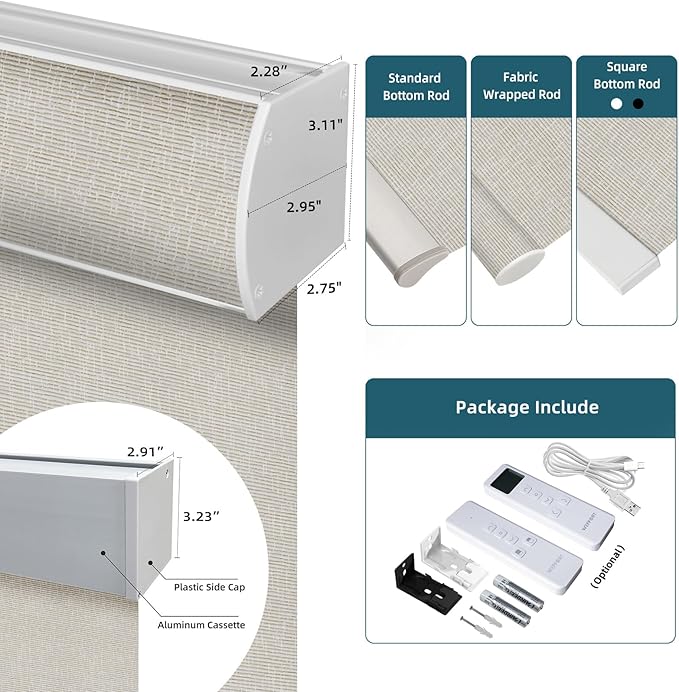 Motorized Light Filtering Roll Shades Work with HomeKit, 70% Blackout Smart Blinds for Windows, Electric Blinds with Remote, APP/Voice Control, Automatic Solar Shades, Texture Cream