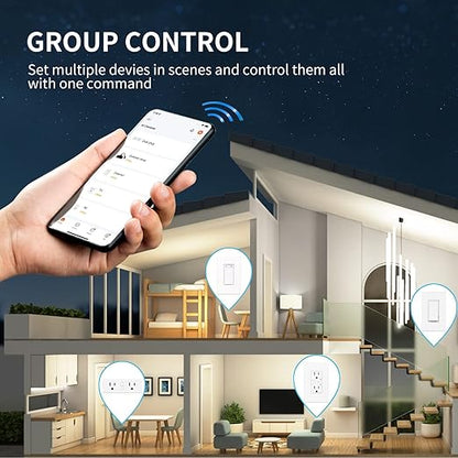 Dual Smart Plug, Matter Smart Plug, Smart Plugs That Compatible with Siri, Alexa, Google Home, Smartthings, WiFi Plug w/Remote Control, Timer & Schedule, White, 4-Pack