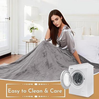 Electric Heated Blanket 62"x84" Twin Size Flannel Heated Blanket, Cozy & Warm for All Night, 4 Heat Settings & 10 Hours Auto Off, Machine Washable, Light Grey