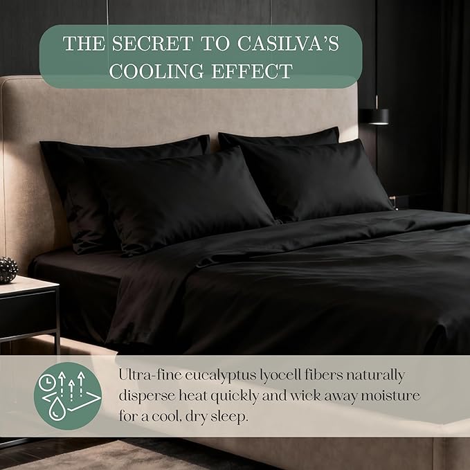 Eucalyptus Sheets - Infused with Silver for Anti-Odor, Softer Than Silk Fibers, More Cooling Than Cotton - Perfect for Hot Sleepers & Sensitive Skin - 100% Tencel Lyocell - Cali-King Sheet Set