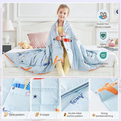 HOSUKKO Weighted Blanket - 3 lbs Blue Airplane Heavy Blanket - Breathable Blanket(36 * 48 inches, 3 lbs)