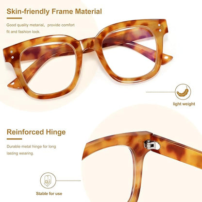 Madison Avenue Oversized Blue Light Blocking Glasses for Women Fashion Blue Light Blockers Anti Eyestrain & UV Protection Computer Eyeglasses (Orange Demi)