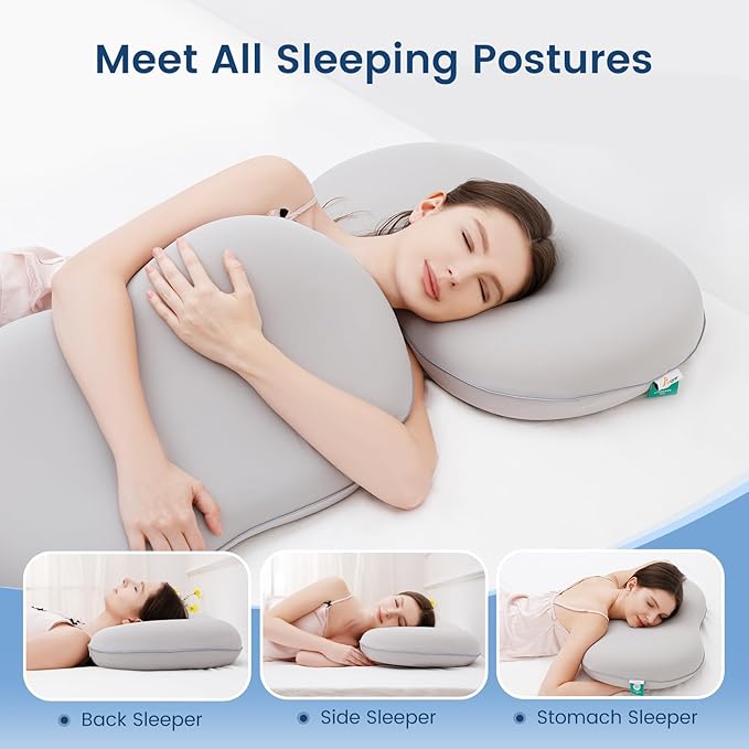 Elegear Cervical Neck Pillow, Zero-Pressure Deep Sleep Pillow for Sleeping, Cooling Neck Pillow for Pain Relief, Ergonomic Cervical Pillow with Induction Spring Design for Side&Back Sleeper - L