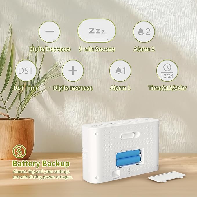 Digital Alarm Clock for Bedroom - Large 4.8" LED Display, Dual Alarm, 100% Dimmer, DST, Battery Backup, Simple Desk Clock for Bedside, Seniors, Kids, Teens