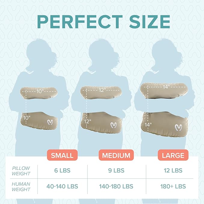 Calmier - 12 lb Sensory Weighted Pillow - Glass Bead Filled Hug Pillow - Ultra Plush Cozy Weight Sensory Pillows for Adults and Kids - Weighted Lap Pad (Tan- Minky, 12 LBS)