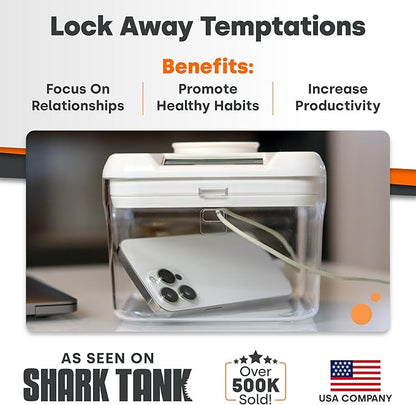 KSafe Timer Lock Box for Phones, Snacks & Medications - Cell Phone Jail & Food Safe with Timer - Time Locking Container for Better Habits & Addiction Management (Mini, Blue Lid + 3.0” Clear Base)