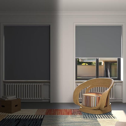 MYshade Blackout Cordless Roller Shades, Room Darkening Free-Stop Roll Up Blinds for Windows, Pull Down Blocking Blind for Home and Office, Easy to Install, 41" W X 72" H, Grey