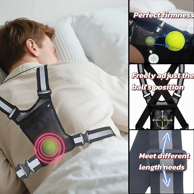 Sleep Position Trainer, Positional Sleep Apnea Device with Adjustable Vest & Ball - Prevent Back Sleeping Device, Slumber Bump Trainer for Positional Therapy for Sleep Apnea Snore Reducing Aids
