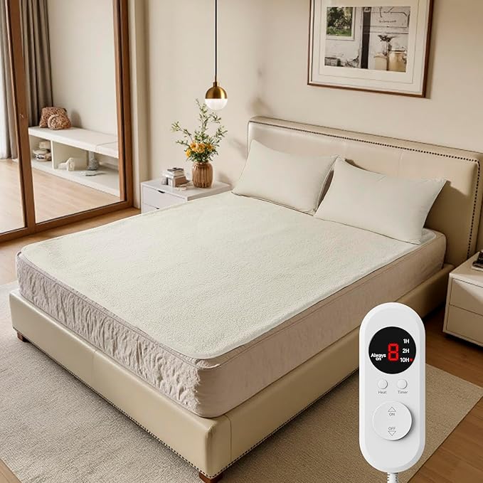Heated Mattress Pad Twin Size - Electric Mattress Pad, Soft Blanket, Bed Warmer Heater Sheets, 8 Heating Settings,1/2/10 Hours Auto Shut Off, Overheat Protection, 39" x 75" Ivory