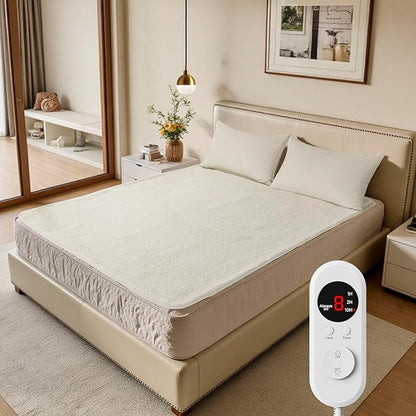 Heated Mattress Pad Twin Size - Electric Mattress Pad, Soft Blanket, Bed Warmer Heater Sheets, 8 Heating Settings,1/2/10 Hours Auto Shut Off, Overheat Protection, 39" x 75" Ivory