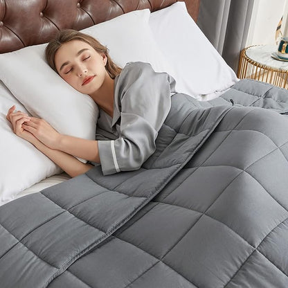 CYMULA Weighted Blanket for Adults (15lbs 48"x72" Twin Size) - Cooling Breathable Heavy Blankets for Summer Winter - Ultra Microfiber Soft Comfort Throw with Glass Beads - Gifts for Men/Women
