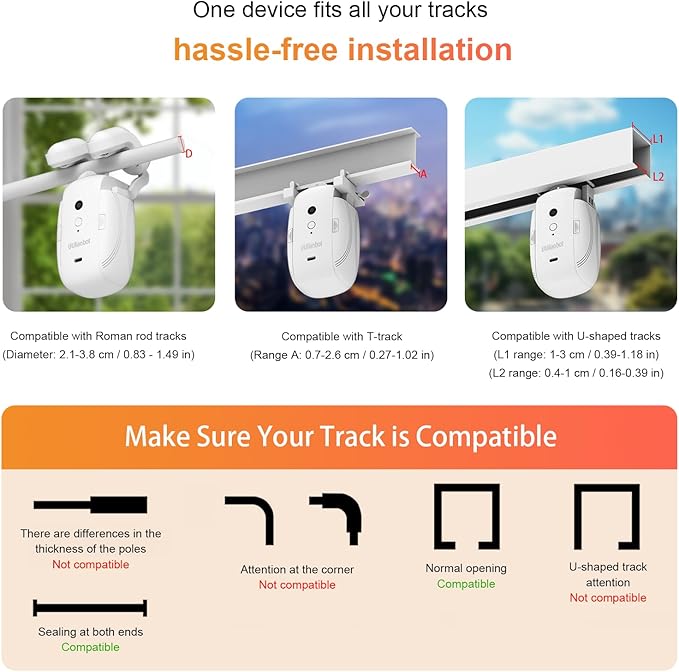 Automatic Curtain Opener with Remote, Compatible with Alexa and Google Home, Smart with Remote for Roman/U/T Rails, Bluetooth Curtain Opener with App/Timer, Gifts for Women and Men