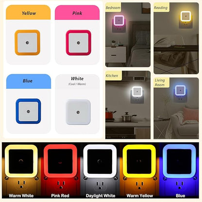 Night Lights Plug into Wall - 4-Pack Pink Nightlight Smart Dusk to Dawn Sensor Plug in LED Lighting, Safe Auto-On/Off Lamp for Kids Adults Home Living Room Kitchen Bedroom Bathroom Toilet Hallway