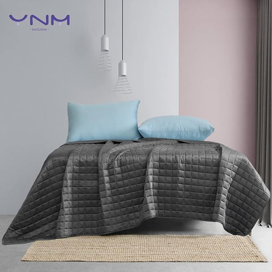 YnM Weighted Blanket, Cooling Bamboo Viscose, Smallest Compartments with Glass Beads, Bed Blanket for Two Persons of 140~240lbs, Ideal for Queen or King Bed (88x104 Inches, 30 Pounds, Dark Grey)