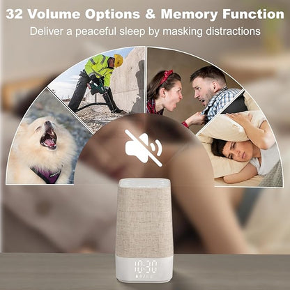 4-in-1 Sunrise Alarm Clock White Noise Sound Machine for Heavy Sleepers, Adults & Kids – Gentle Wake Up Light Alarm Clock with 30 Soothing Sounds, Dimmable Amber Breathing Night Light for Bedrooms