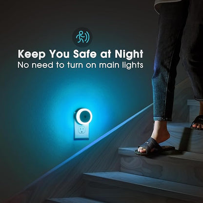Briignite Azure Blue Night Light, Night Lights Plug into Wall [2Pack], Nightlight with Light Sensors, LED Night Light for Kids Room, Baby, Bathroom, Stair Lights, Hallway Light