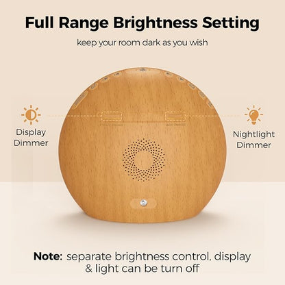 HOUSBAY Sunrise Alarm Clock Sound Machine, Wake Up Light- Soothing Sleep Sounds, Gentle Sunrise Alarm, Dimmable Night Light, Digital Clock & White Noise for Sleeping, Bedroom (Full Wooden Tone)