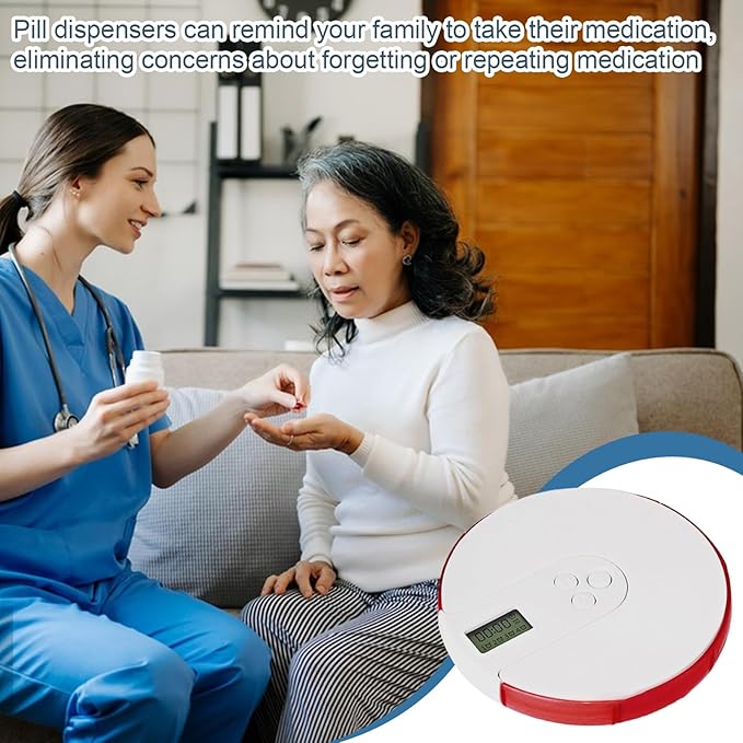 Automatic Pill Dispenser - Large Display Medication Organizer, Pills Box with Alarm Reminder | Daily Pills Management Dispenser, Automatic Pill Organizer with Alarm for Home, Travel, and Office Use