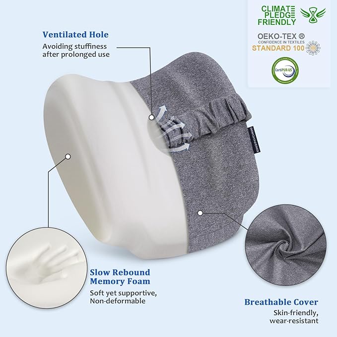 KingPavonini Cooling Knee Pillow for Side Sleepers Hip Pain, Memory Foam Leg Pillow for Side Sleeping with Strap, Ergonomic Hip Pillow for Spine Aligning, Back/Knee Pain, Sciatica, Pregnancy