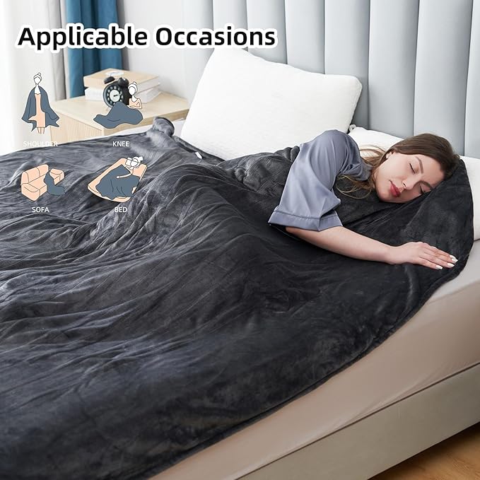 Electric Heated Blanket Full Size 72"x84",Fast Heating Throw, Soft Microplush for Bed & Couch, 10 Hours Auto Off & 5 Heating Levels, Machine Washable, Gifts for Grandma & Family-Mist Gray